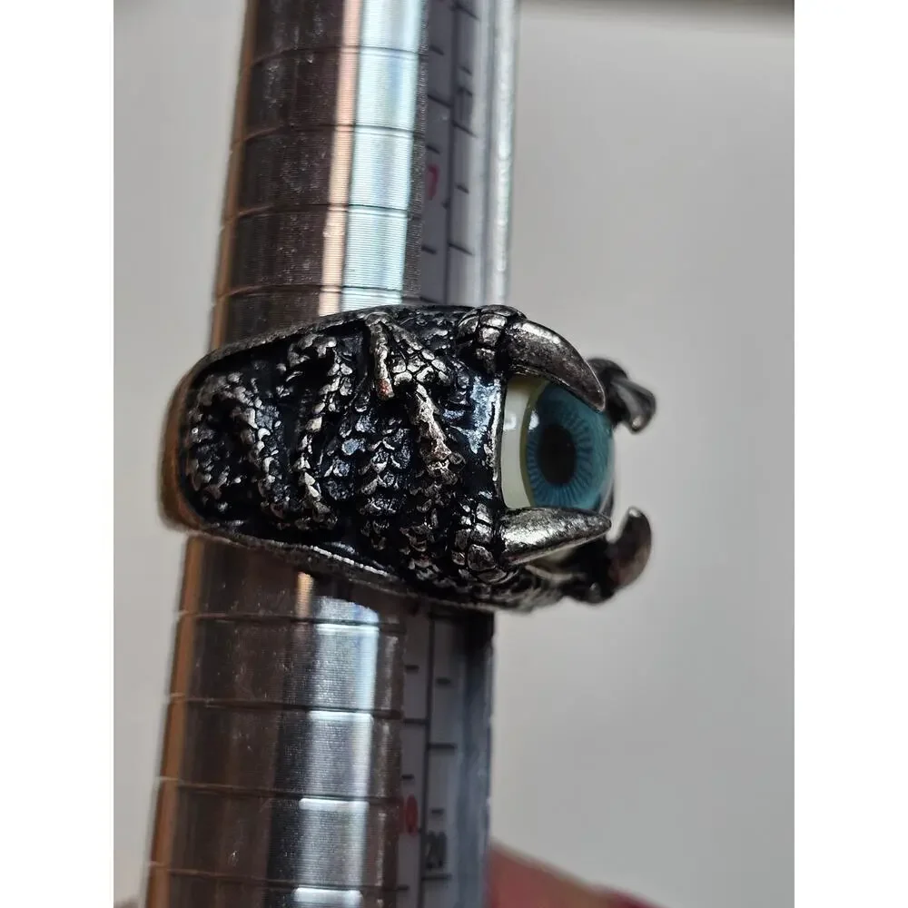 Dragon Eyeball Blue Sz 8.5. Snake image inside. Satin. Costume jewelry.‎ Harley.